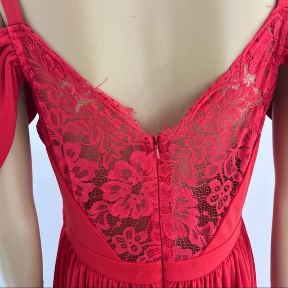 ASOS US 10 NWT Red Lace Back Cold Shoulder Mini A Line Skater Dress - Picture 5 of 7
